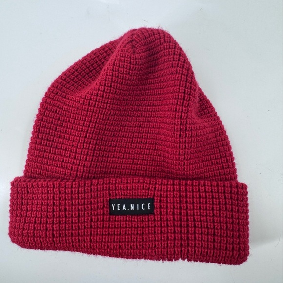 Yea.Nice Red Knit Beanie - Picture 1 of 5